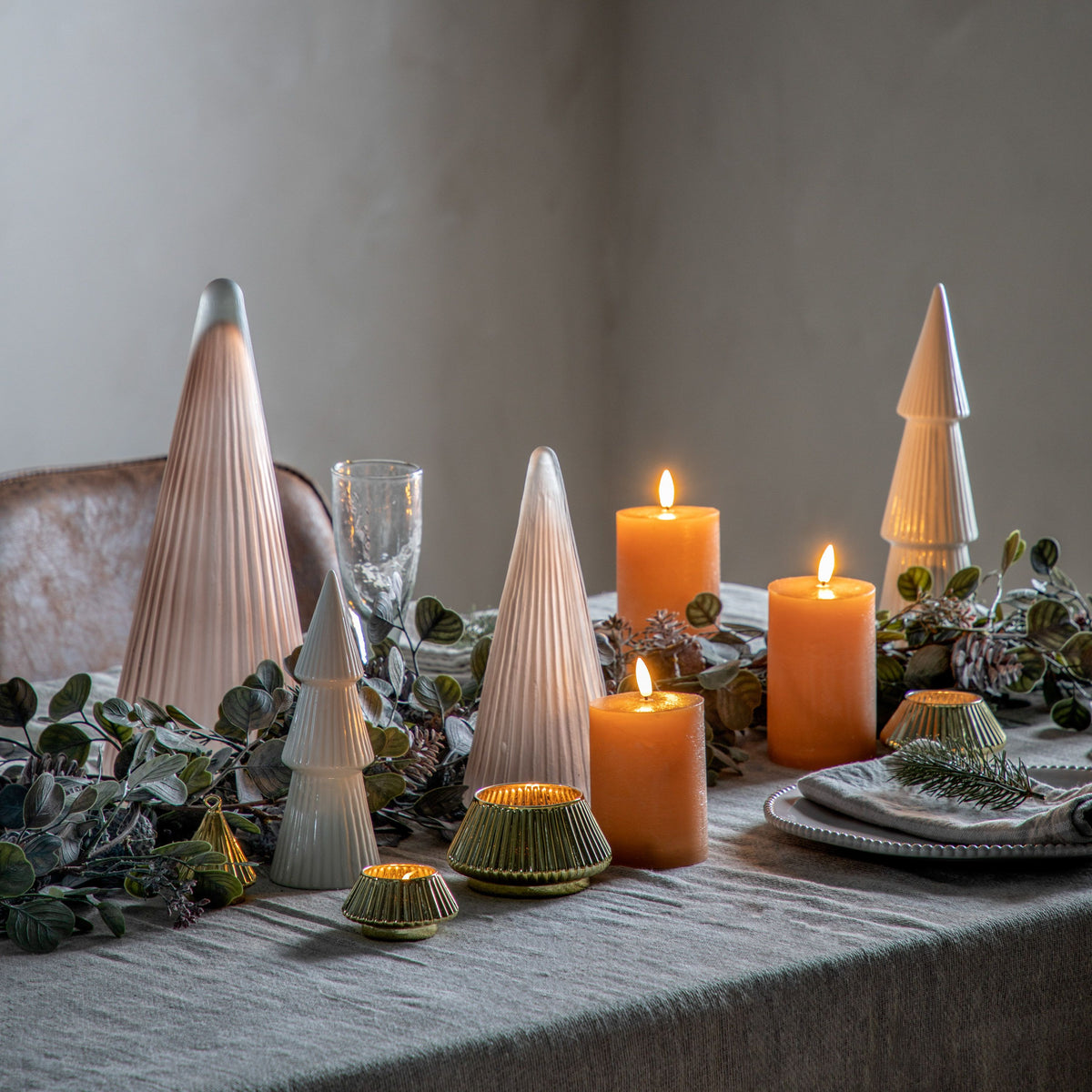 Ribbed Tree Brown Frost Glass Large