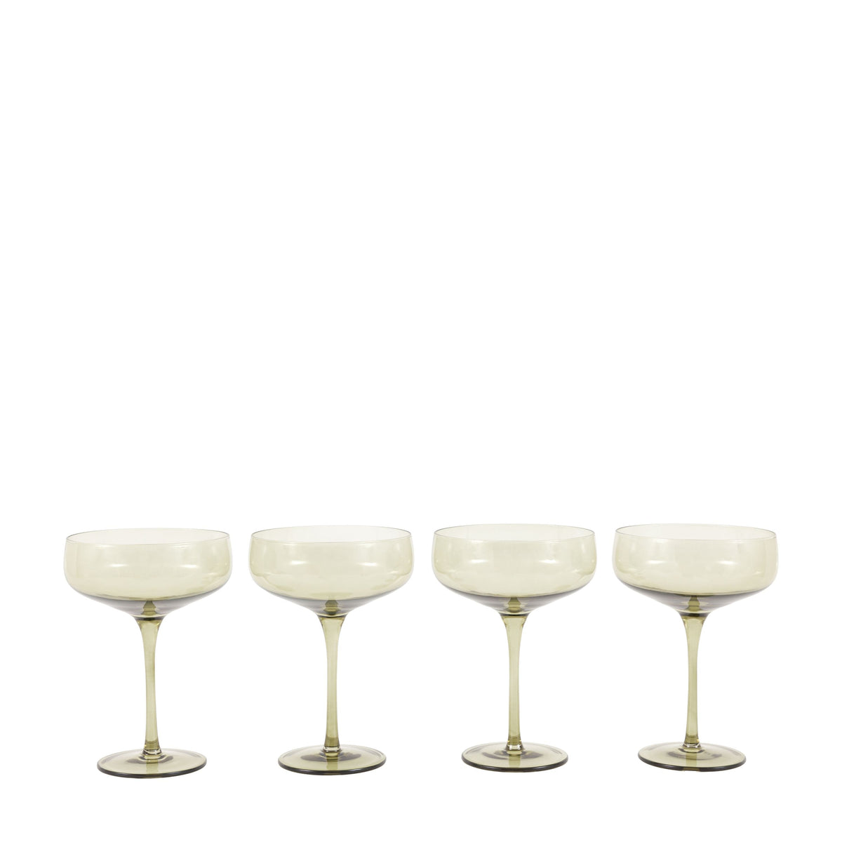 Coupe Glass Smokey Green 4pk