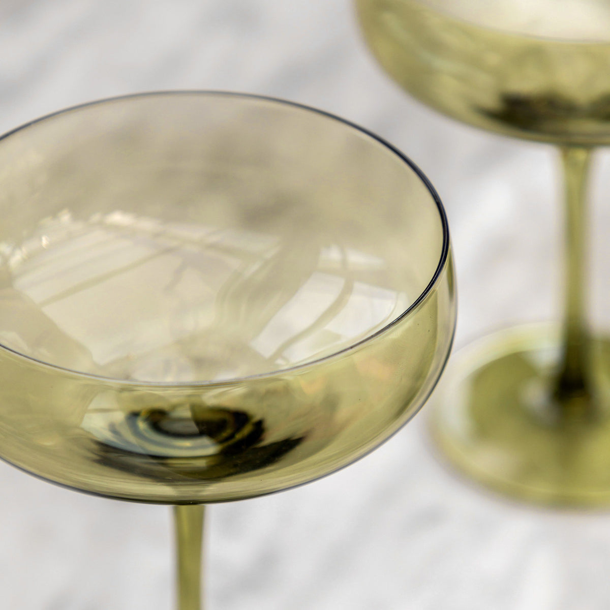 Coupe Glass Smokey Green 4pk