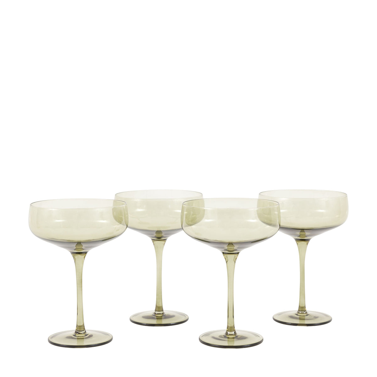 Coupe Glass Smokey Green 4pk
