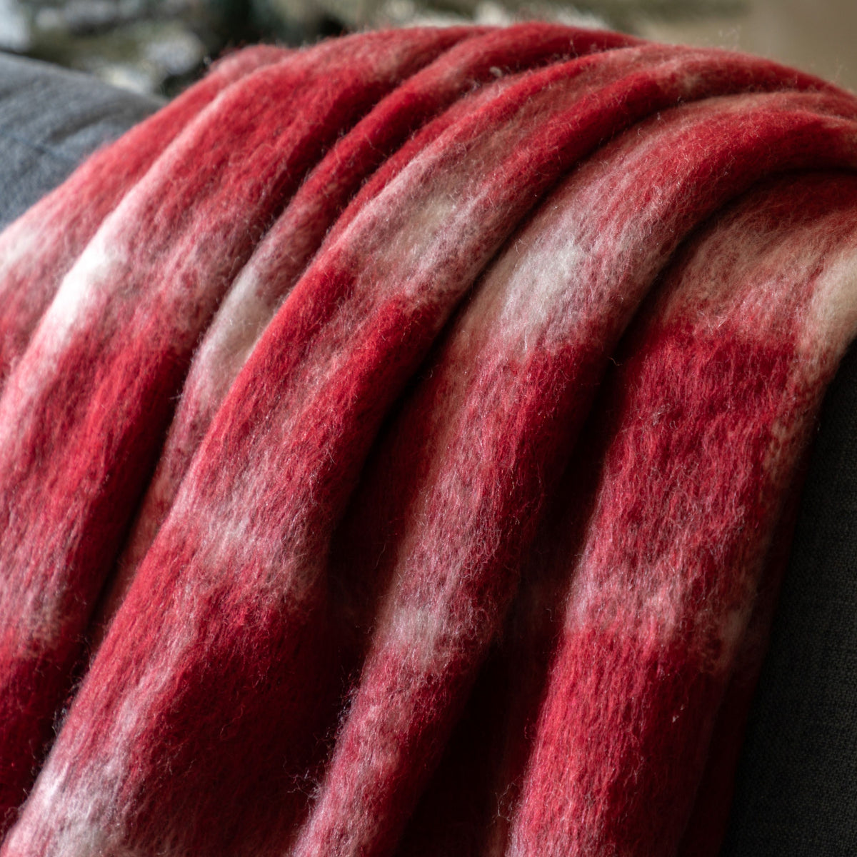 Heritage Check Faux Mohair Throw Red