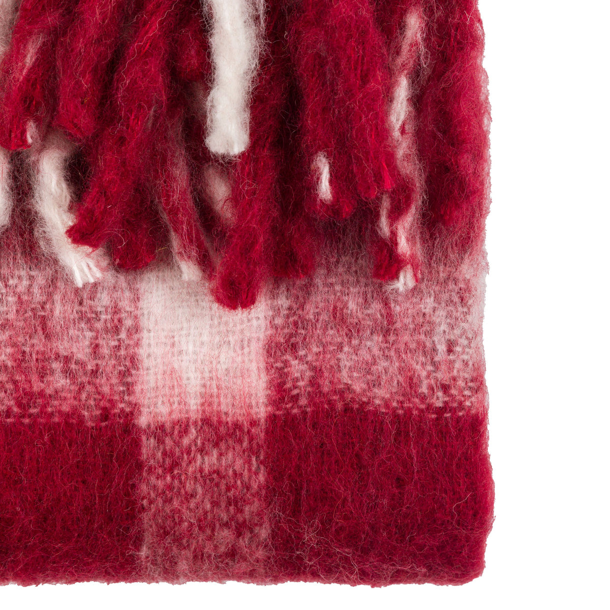 Heritage Check Faux Mohair Throw Red