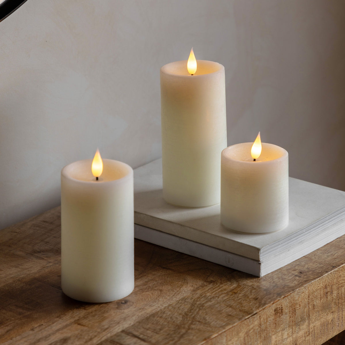 LED 1 Wick Candle Ivory 3pk