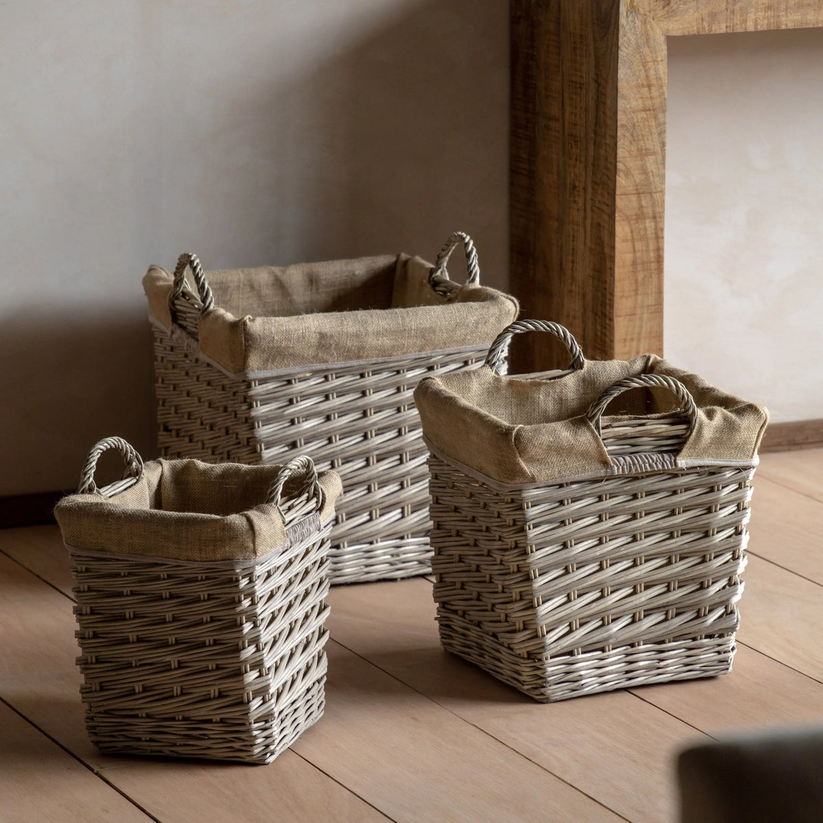 Faden Square Lined Basket Natural Set of 3