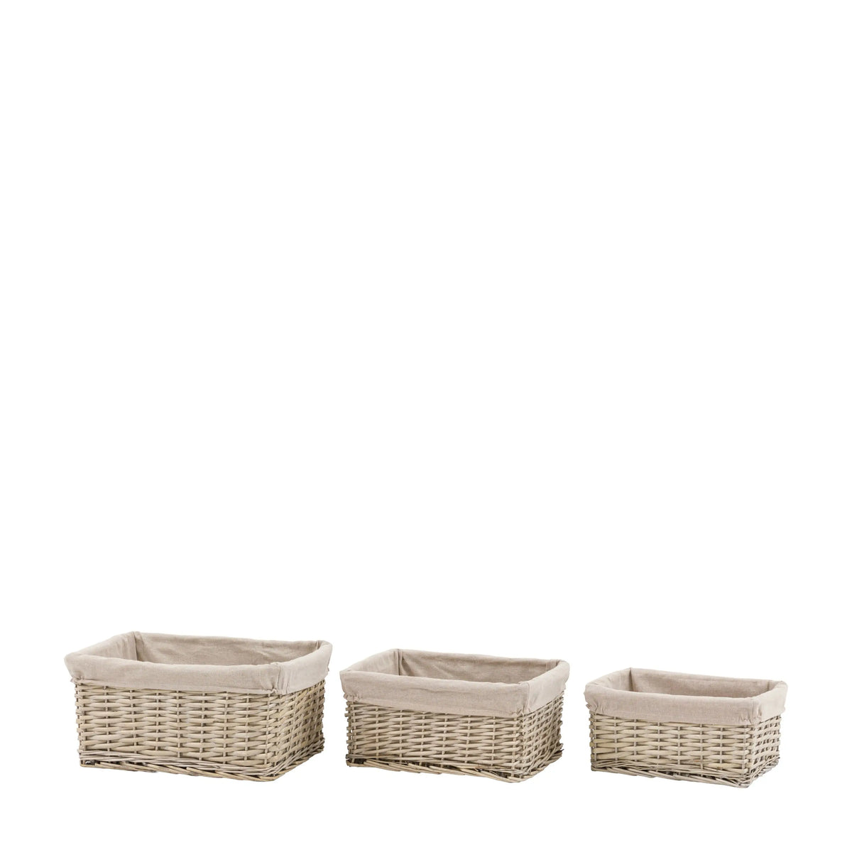 Sylva Square Lined Basket Grey Set of 3