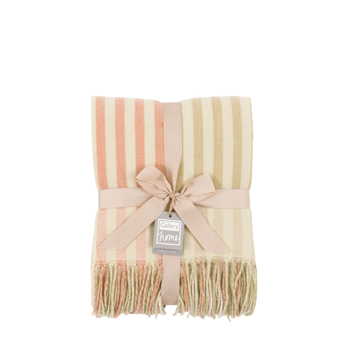 Lille Jacquard Stripe Throw Sage and Rust