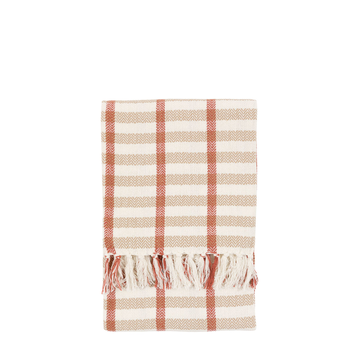 Arvo Grid Woven Throw Rust and Natural