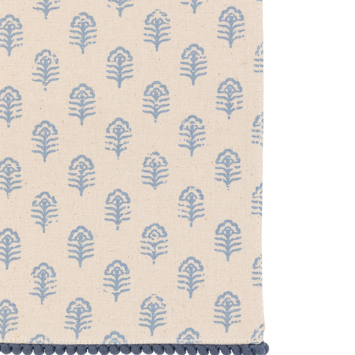 Fleur Floral Stamp Table Runner Blue
