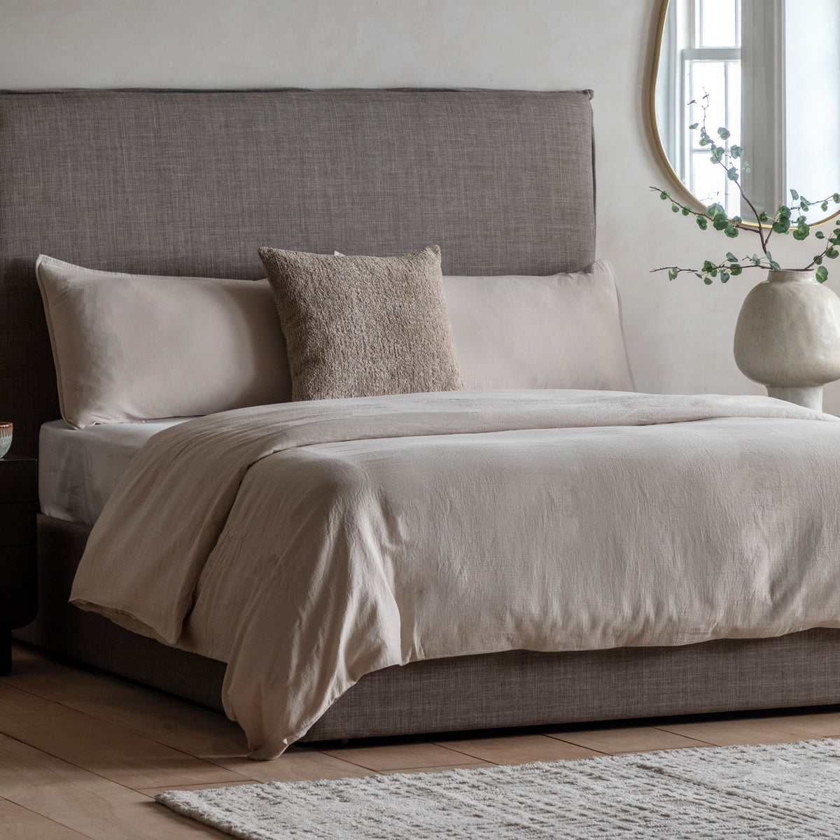 Alba Washed Cotton Quilt Cover Set Taupe Double