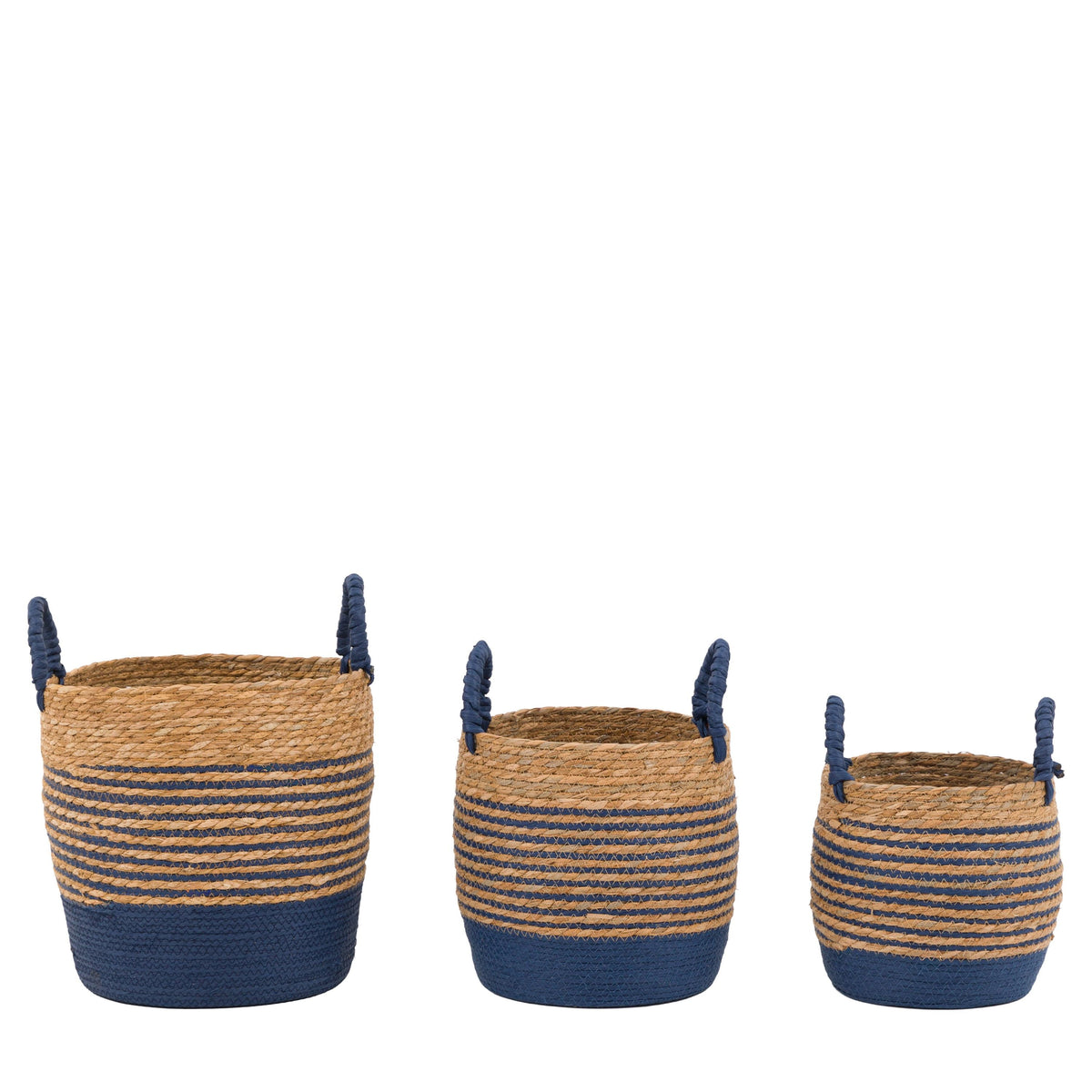 Drift Seagrass Basket Blue Striped Set of 3