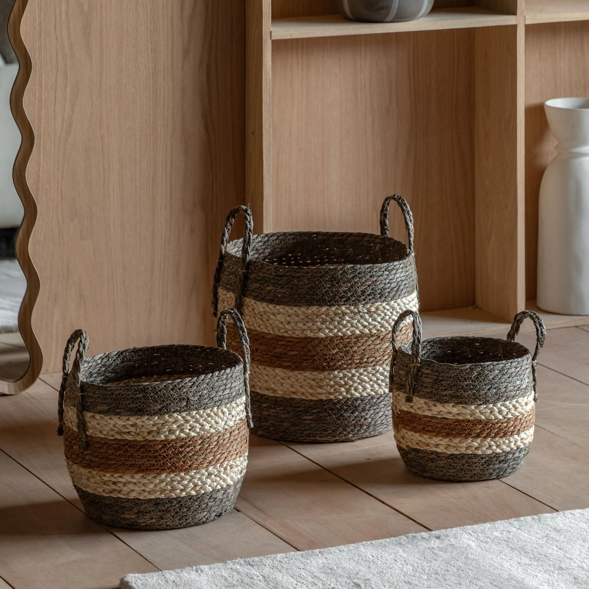 Orra Brown Striped Basket Set of 3