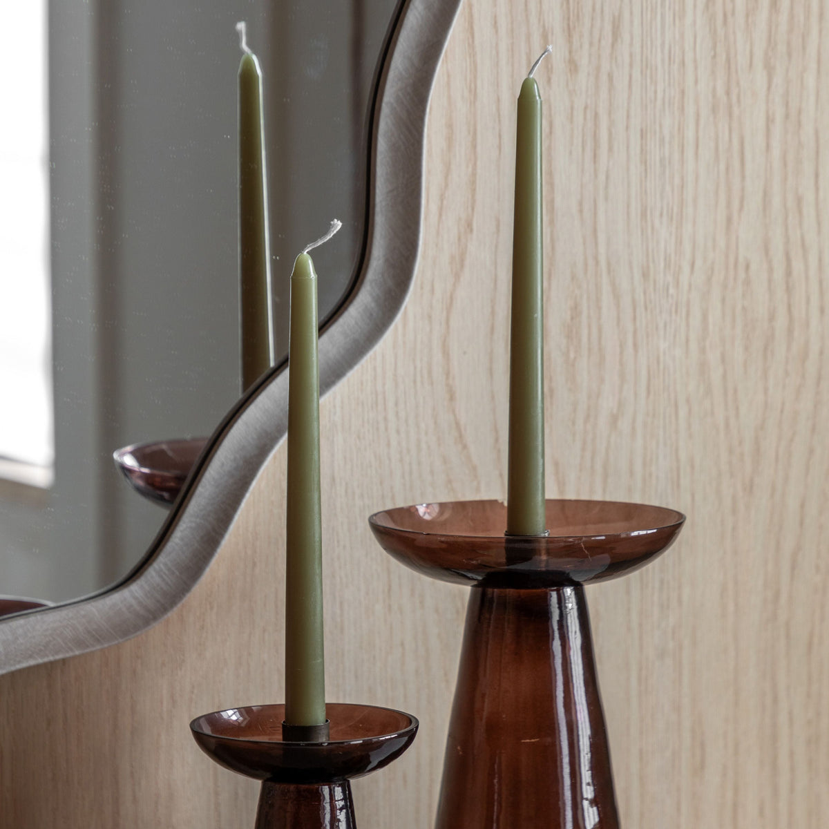 Tapered Dinner Candles Olive 8pk