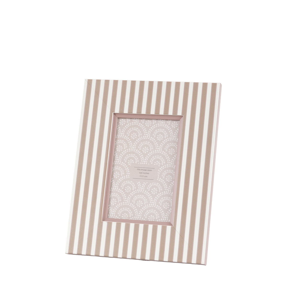 Stripe Photo Frame Olive and Fawn 6x4 2pk