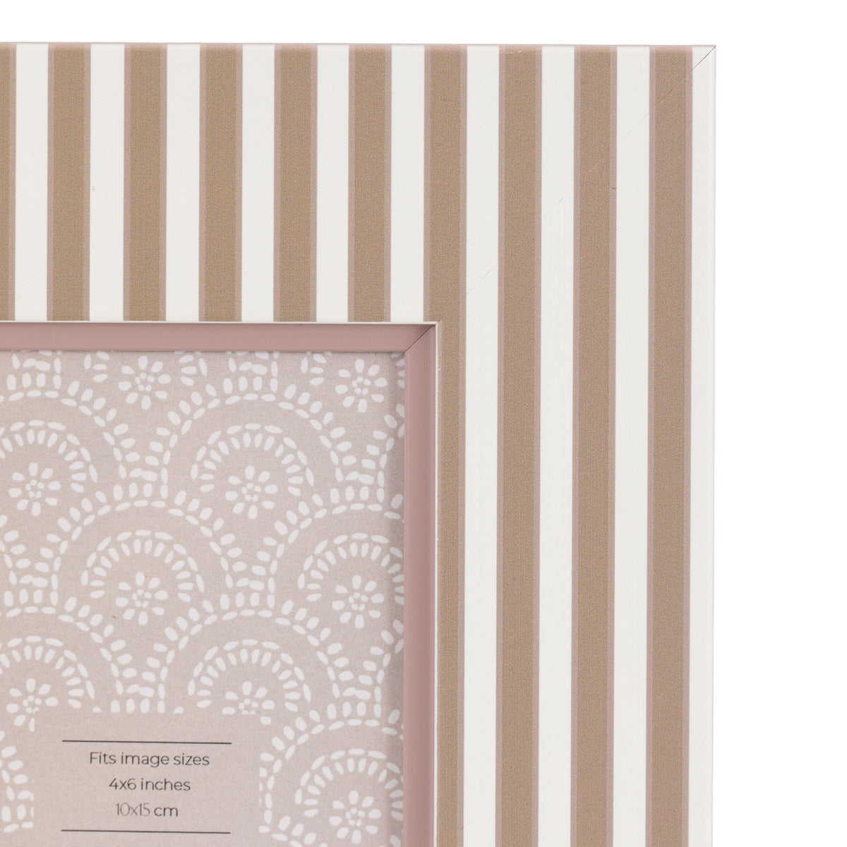 Stripe Photo Frame Olive and Fawn 6x4 2pk