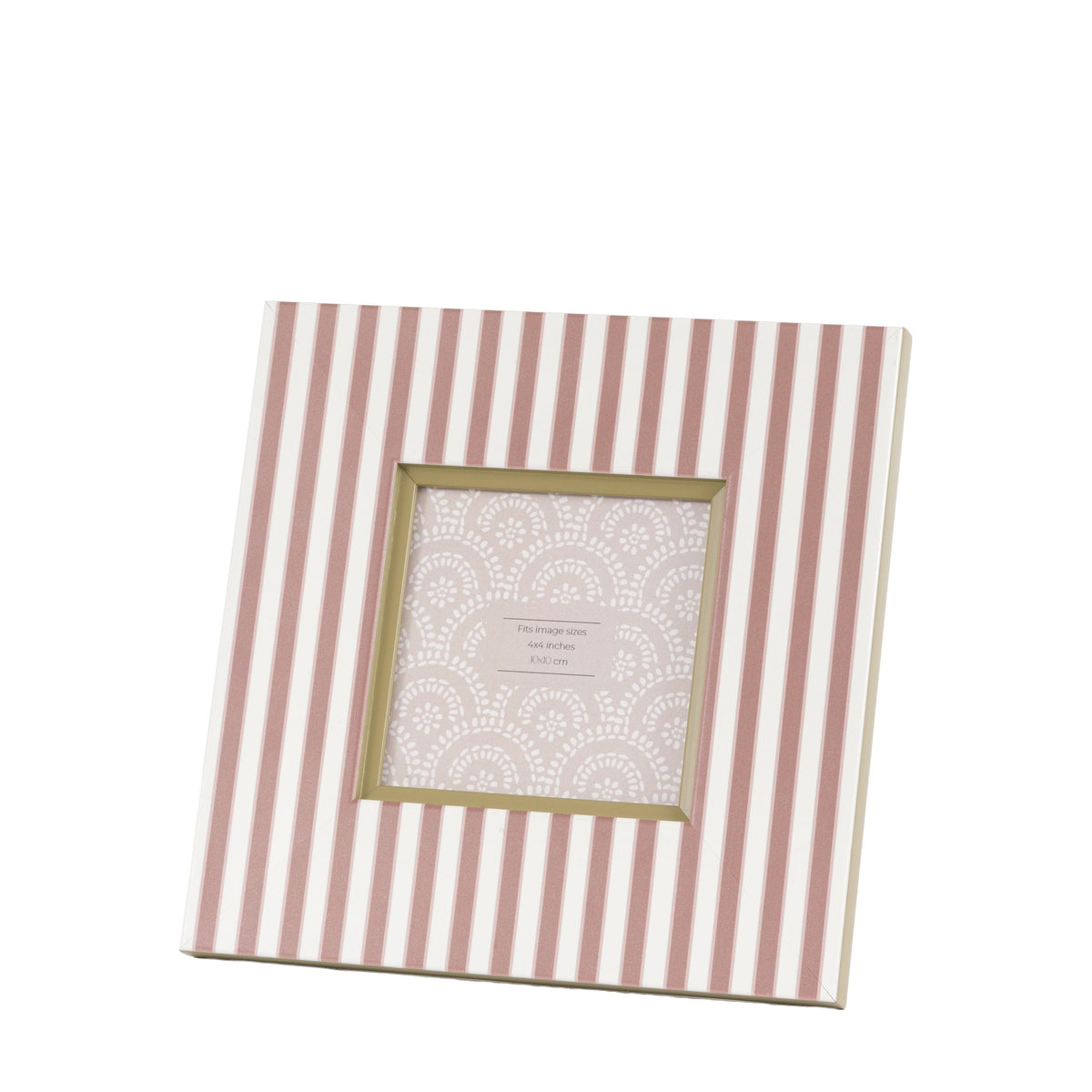 Stripe Photo Frame Olive and Fawn 4x4 2pk