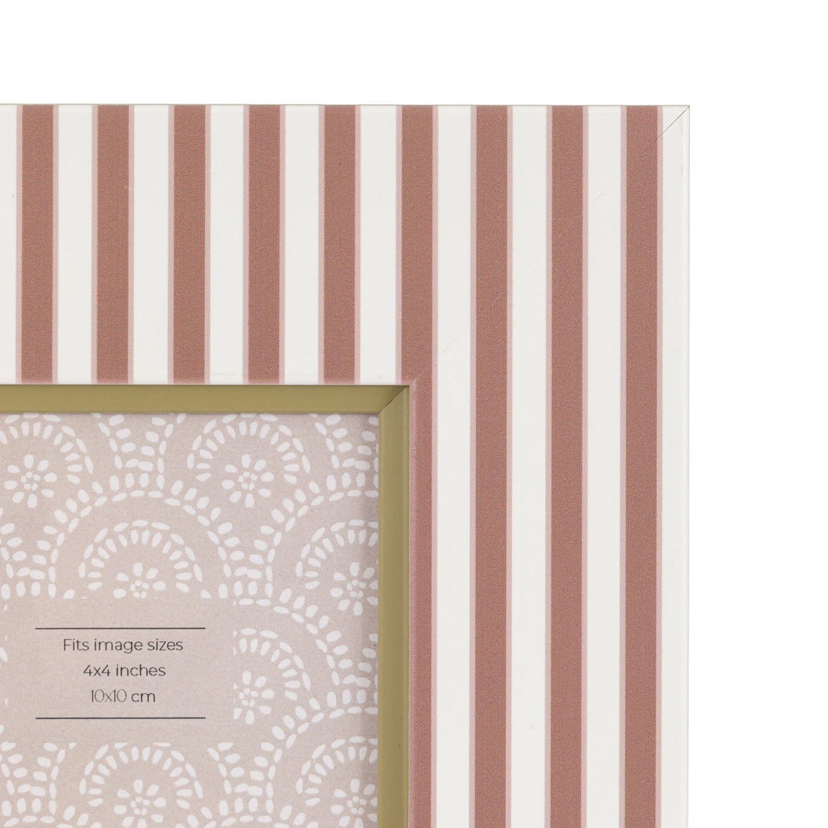 Stripe Photo Frame Olive and Fawn 4x4 2pk