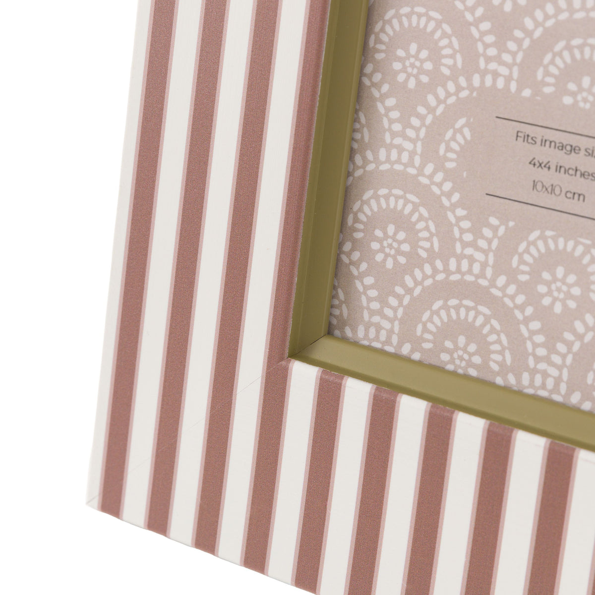 Stripe Photo Frame Olive and Fawn 4x4 2pk