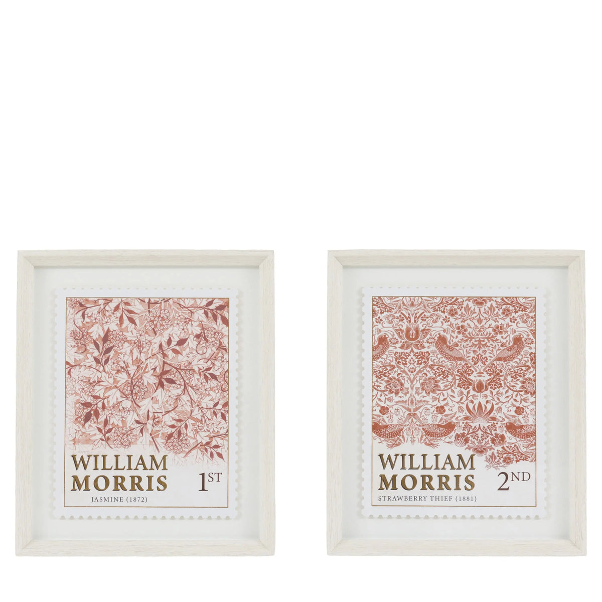 William Morris Stamp Red Framed Art Set of 2