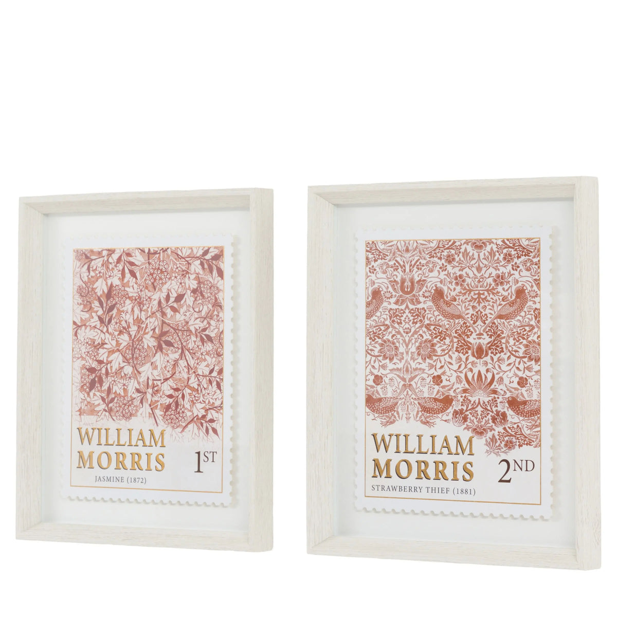 William Morris Stamp Red Framed Art Set of 2