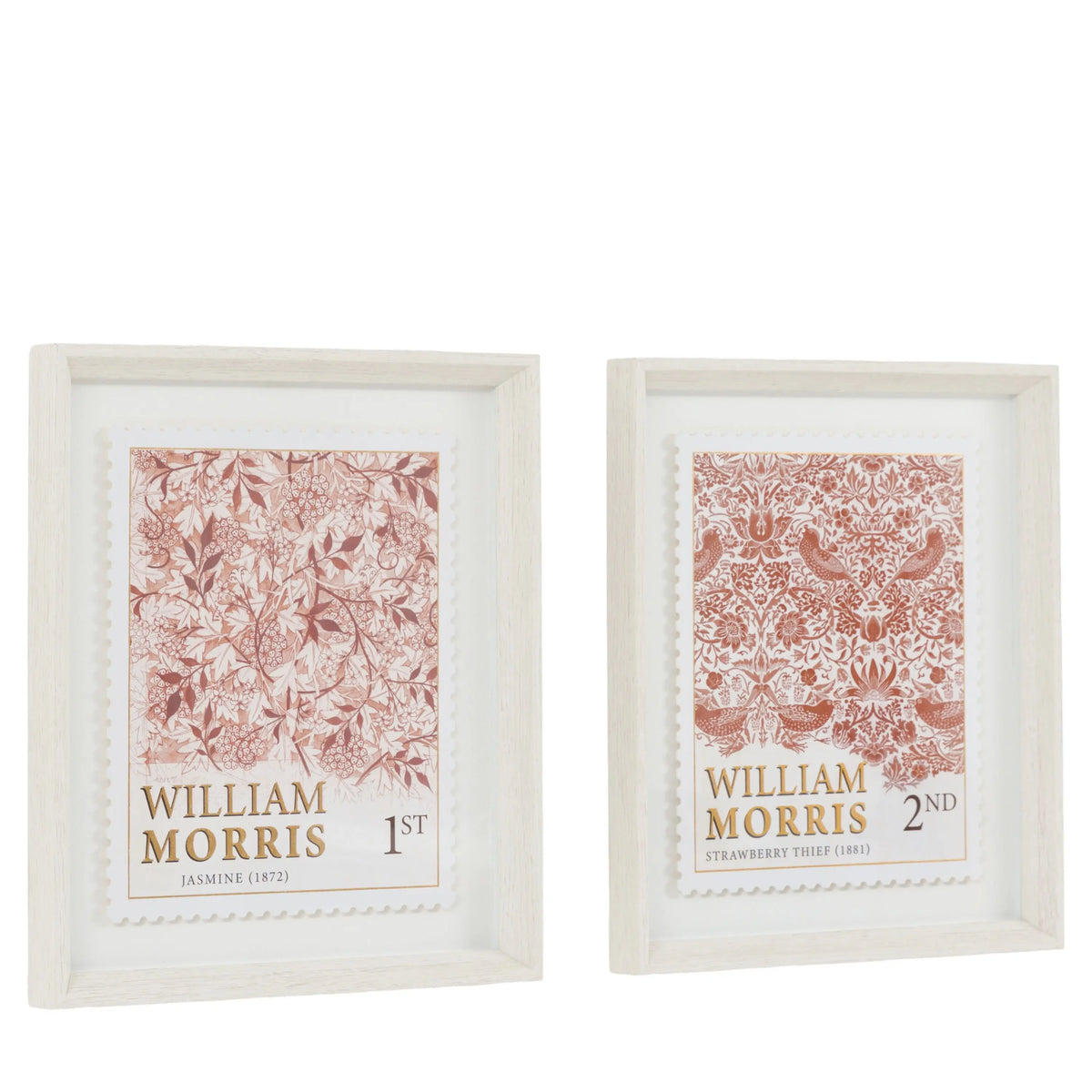 William Morris Stamp Red Framed Art Set of 2