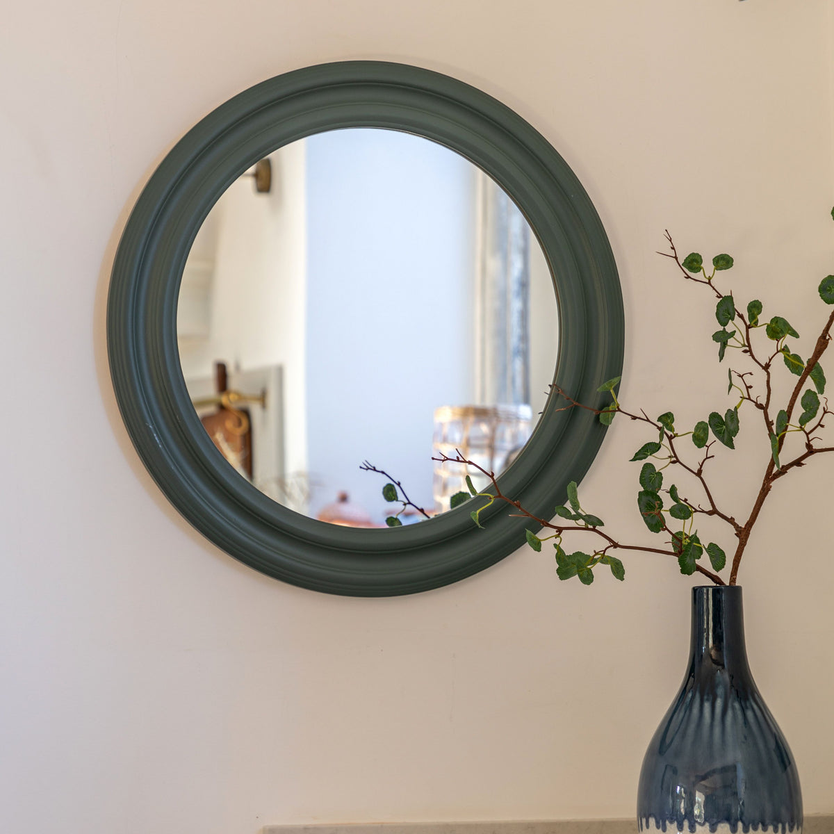 Suffolk Round Mirror Green Small