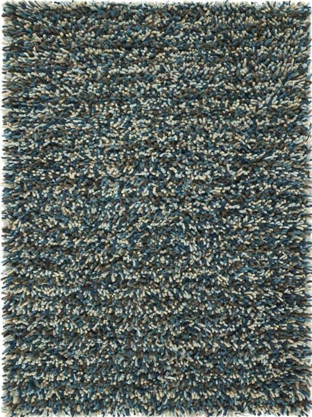Rocks Blue Shaggy Pile Wool Rug