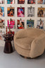 Lounge chair Colmar khaki fluffy swivel
