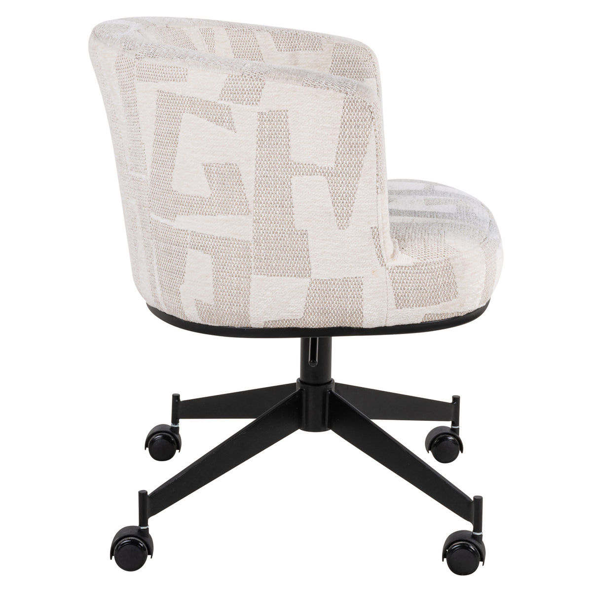 Dining chair Rochenne beige graffic swivel on wheels