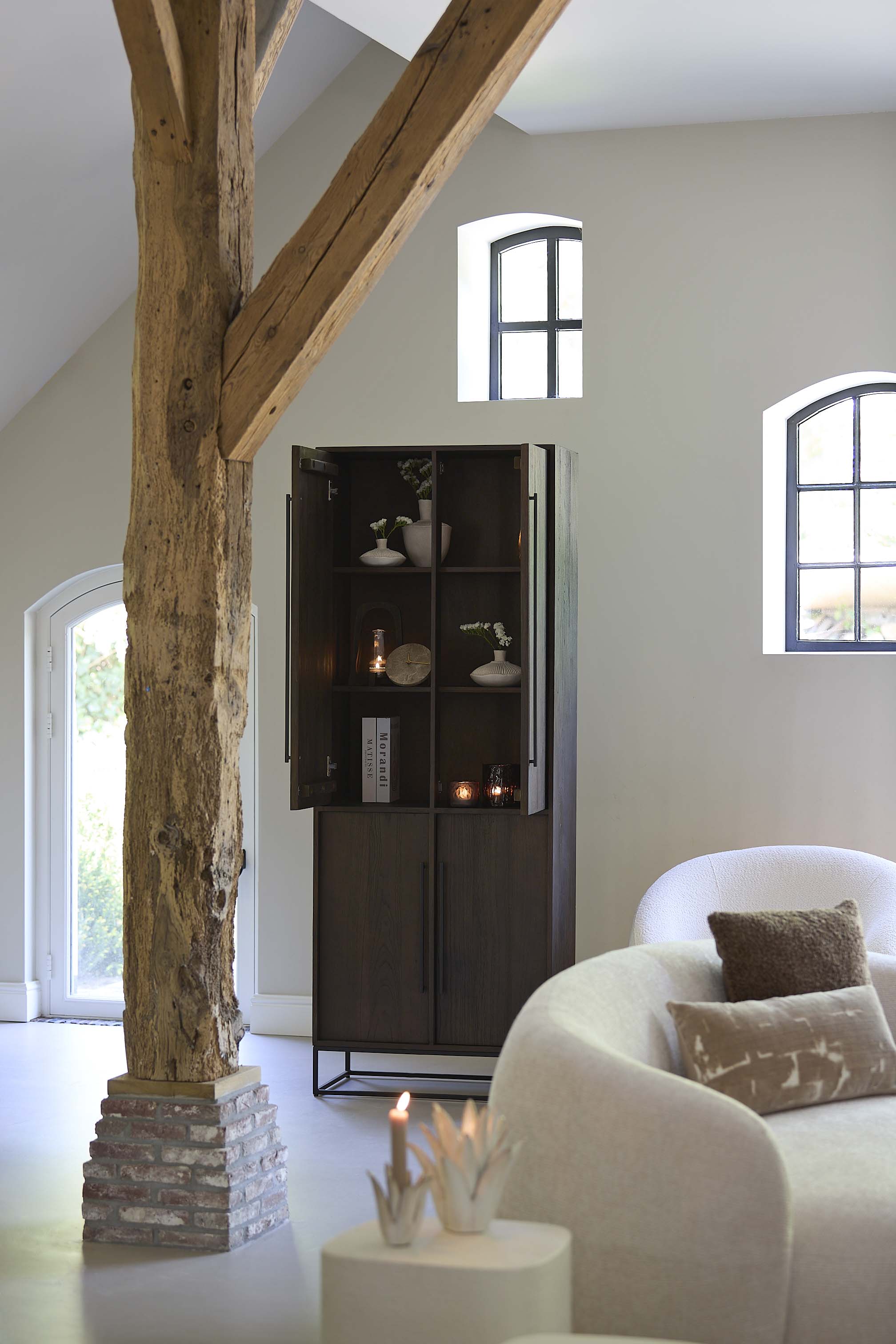 Cabinet 75x40x200 cm LILIAN wood dark brown | House of Isabella UK