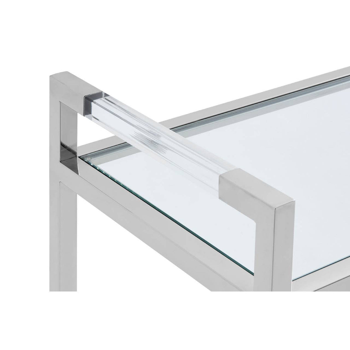 Vogue Stainless Steel Console Table with Glass Top