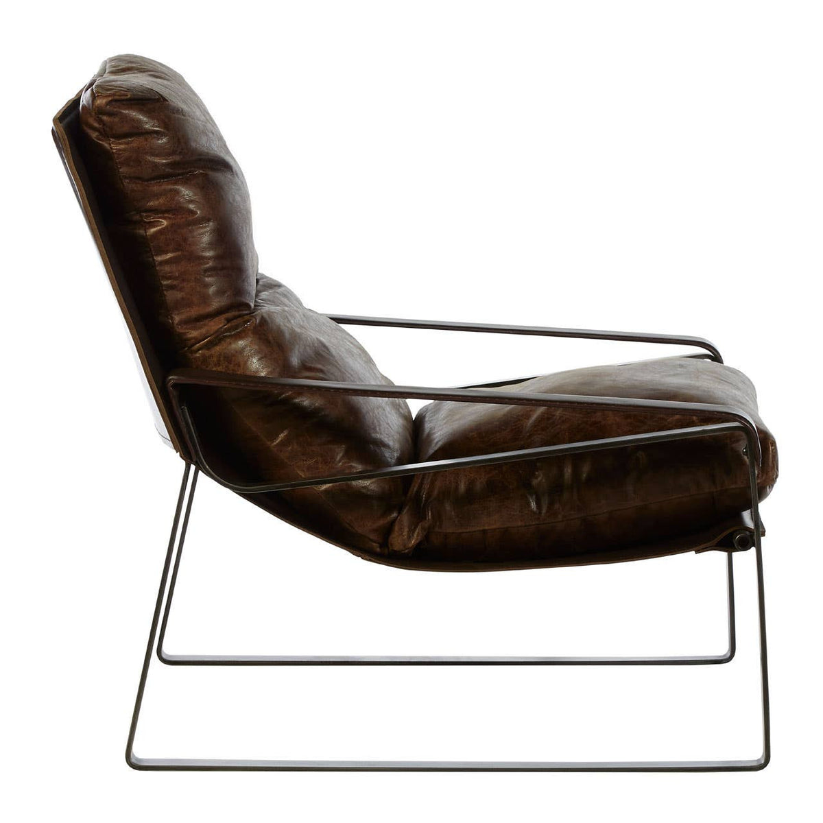 Hoxton Brown Leather Sledge Base Lounge Chair