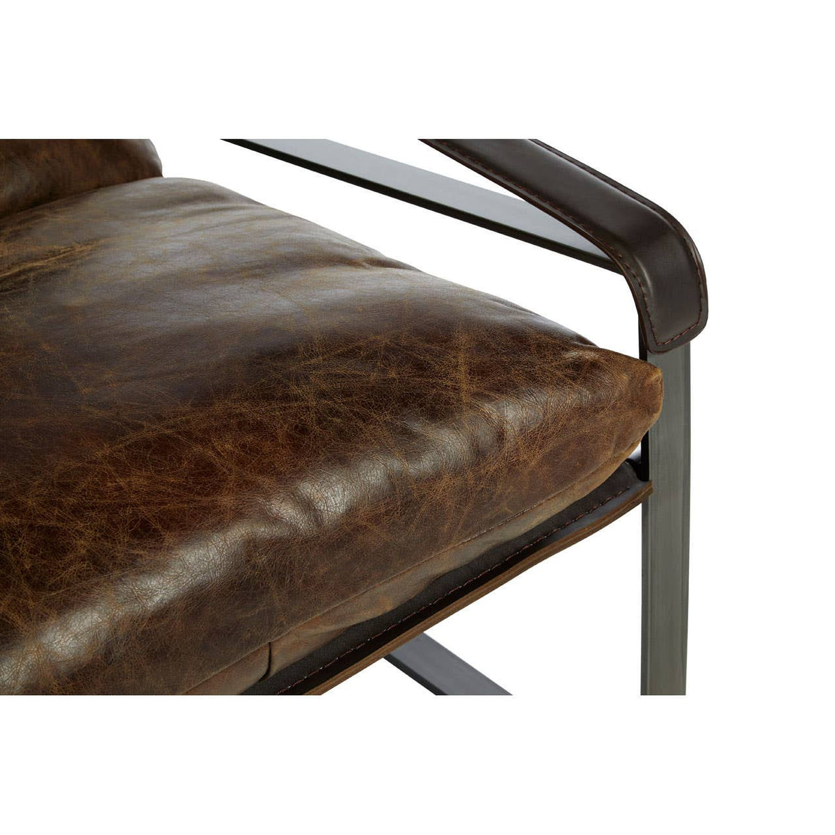Hoxton Brown Leather Sledge Base Lounge Chair