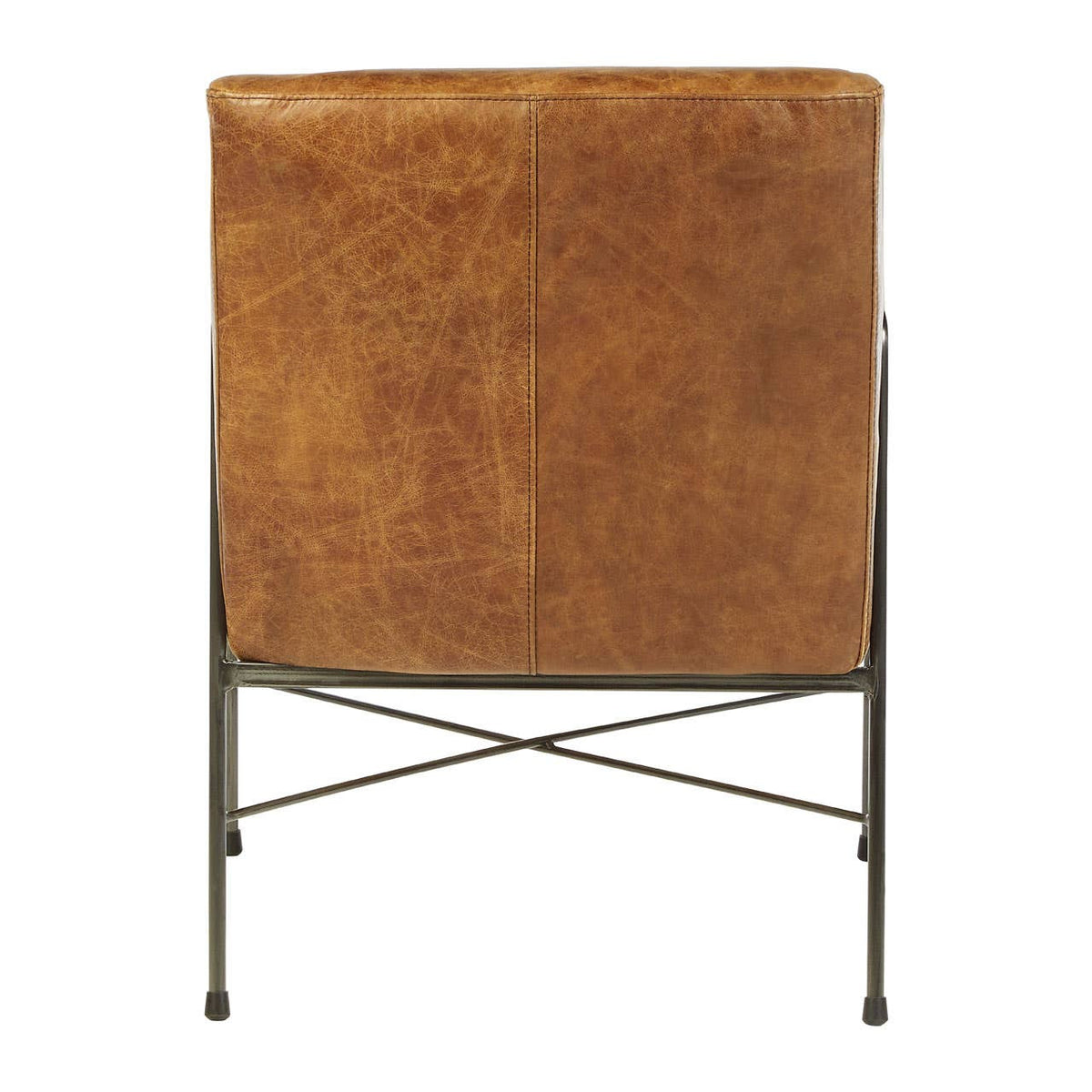Hoxton Light Brown Genuine Leather and Iron Lounge Chair