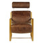 Hoxton Brown Leather Lounge Chair with Rose Gold Iron Frame