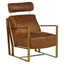 Hoxton Light Brown Leather Lounge Chair With Rose Gold Frame