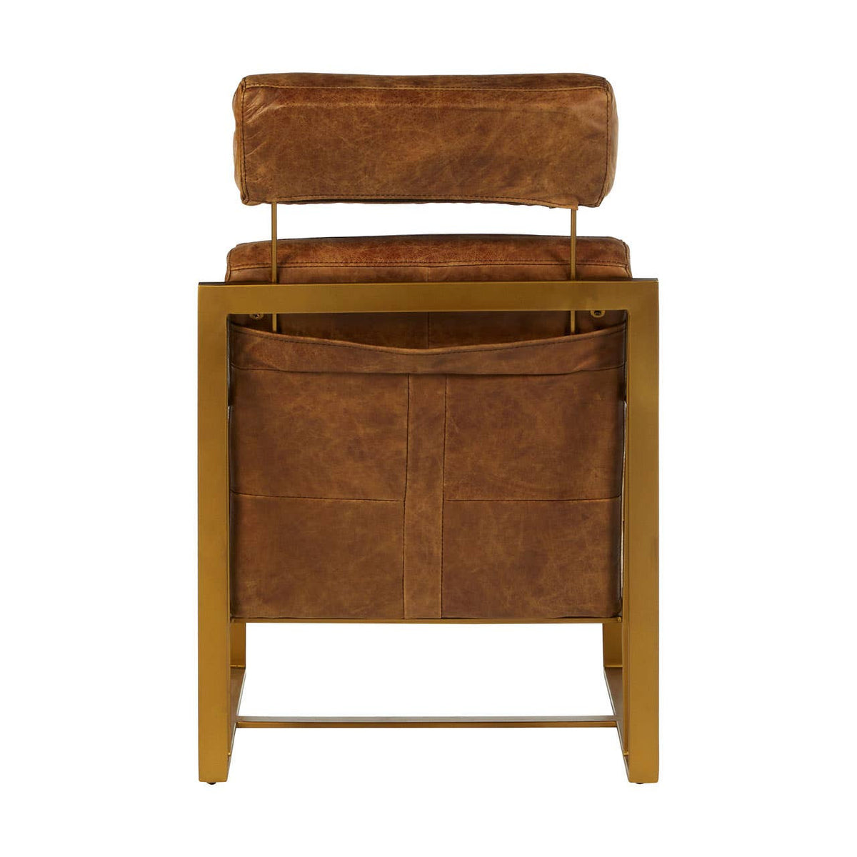 Hoxton Light Brown Leather Lounge Chair With Rose Gold Frame