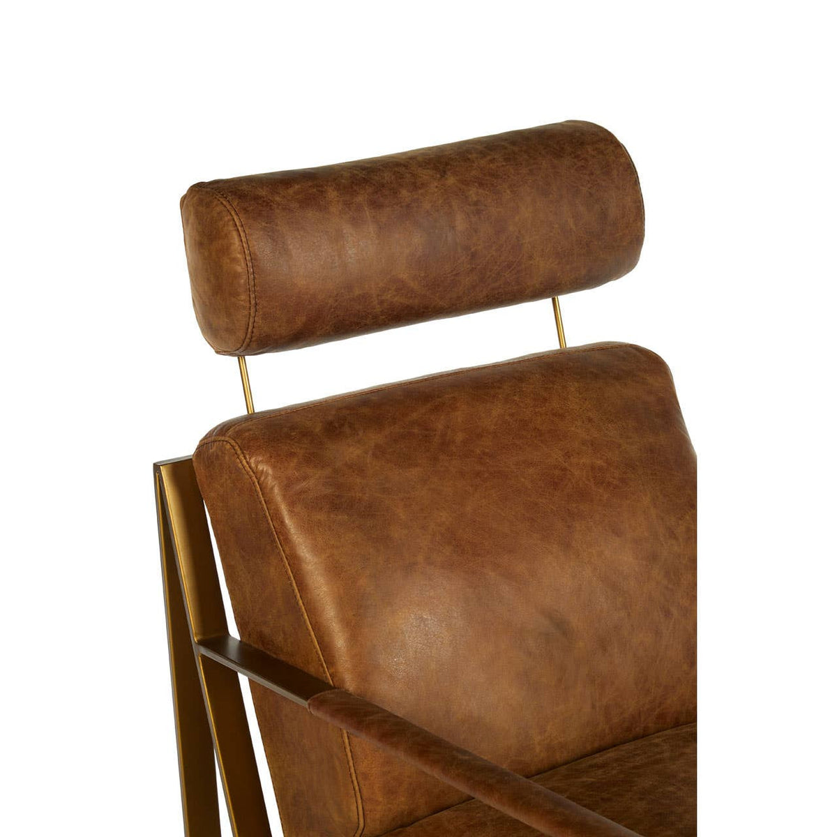 Hoxton Light Brown Leather Lounge Chair With Rose Gold Frame