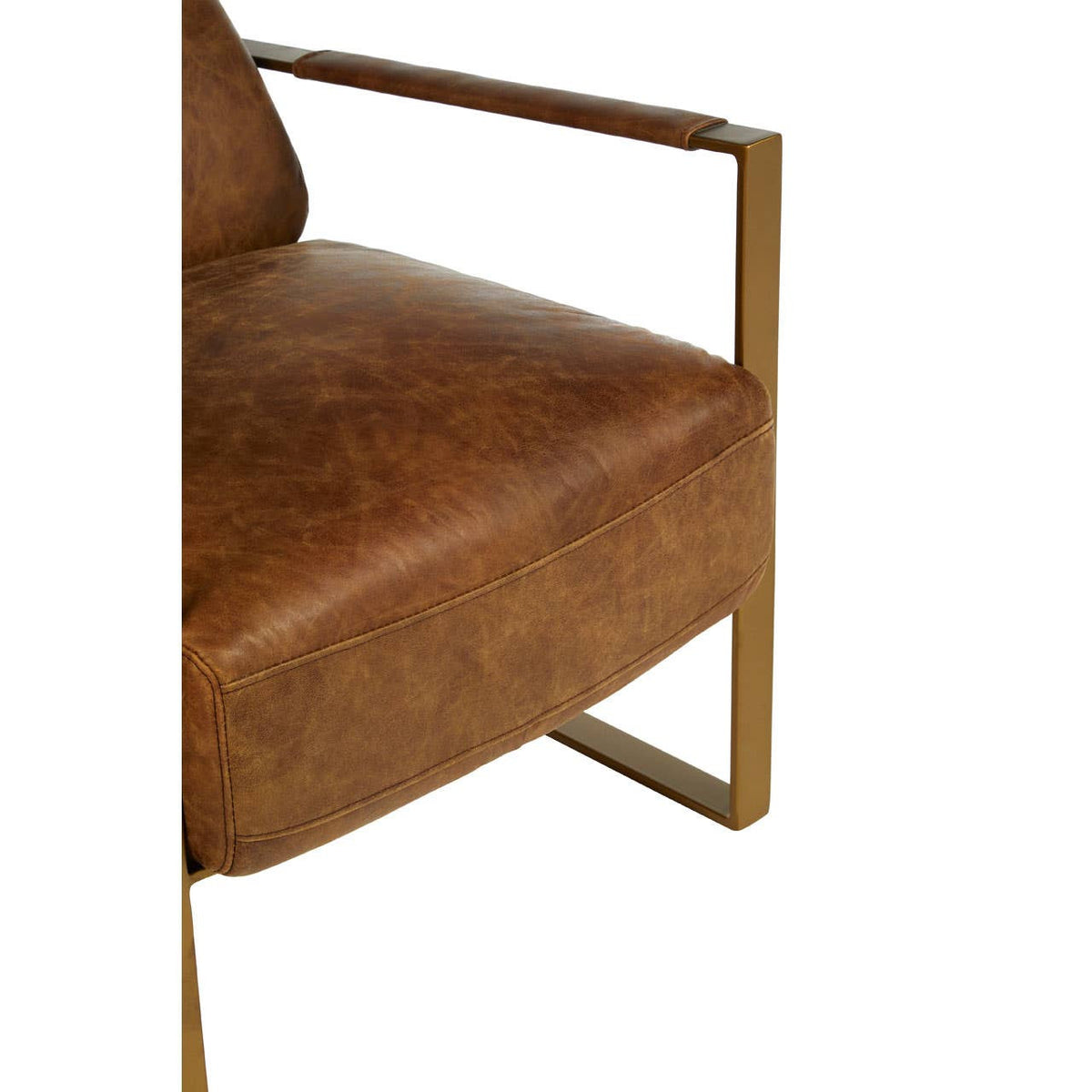 Hoxton Light Brown Leather Lounge Chair With Rose Gold Frame