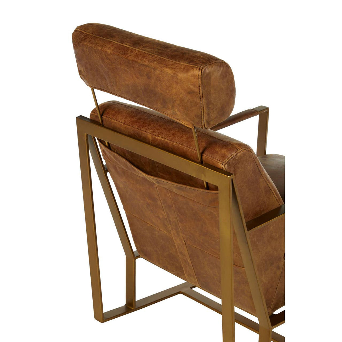 Hoxton Light Brown Leather Lounge Chair With Rose Gold Frame
