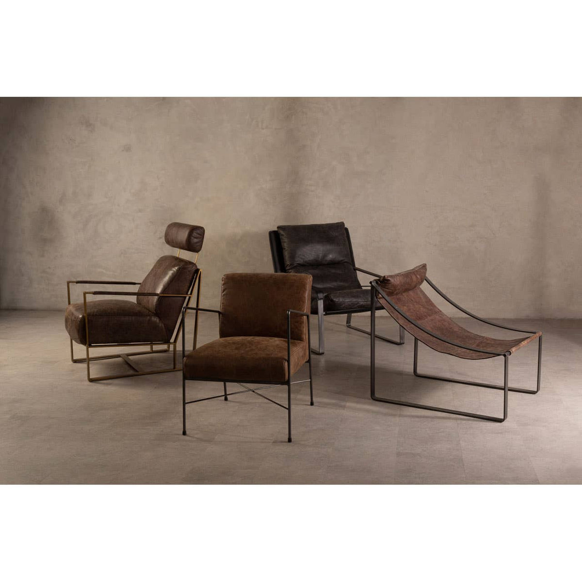 Hoxton Brown Leather Sling Chair