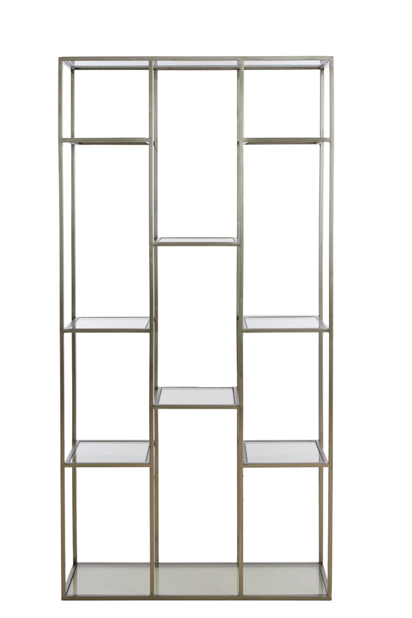 Cabinet open 100x36x200 cm PIUAR glass clear+nickel satin