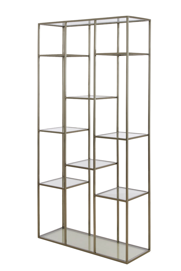 Cabinet open 100x36x200 cm PIUAR glass clear+nickel satin