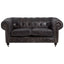 Victor Dark Grey Brown Leather Chesterfield 2 Seat Sofa