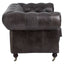 Victor Dark Grey Brown Leather Chesterfield 2 Seat Sofa