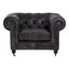 Victor Dark Grey Brown Leather Chesterfield Chair