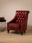 Victor Deep Red Leather Lounge Chair with Tufted Back