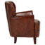 #Victor Brown Leather Armchair with Button Tufted Back