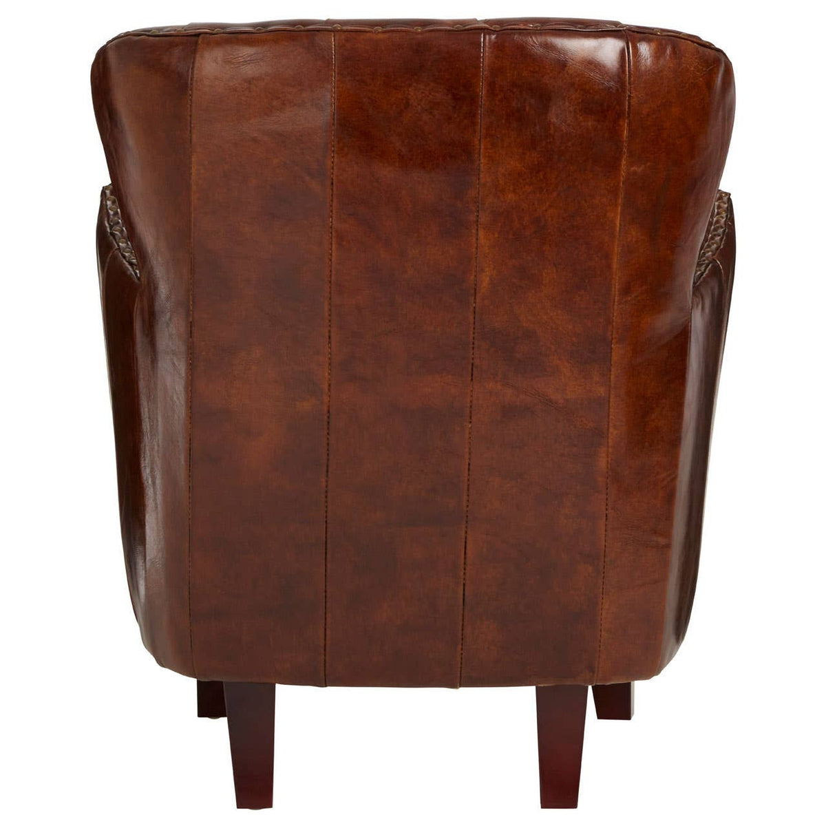 #Victor Brown Leather Armchair with Button Tufted Back