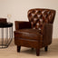 #Victor Brown Leather Armchair with Button Tufted Back
