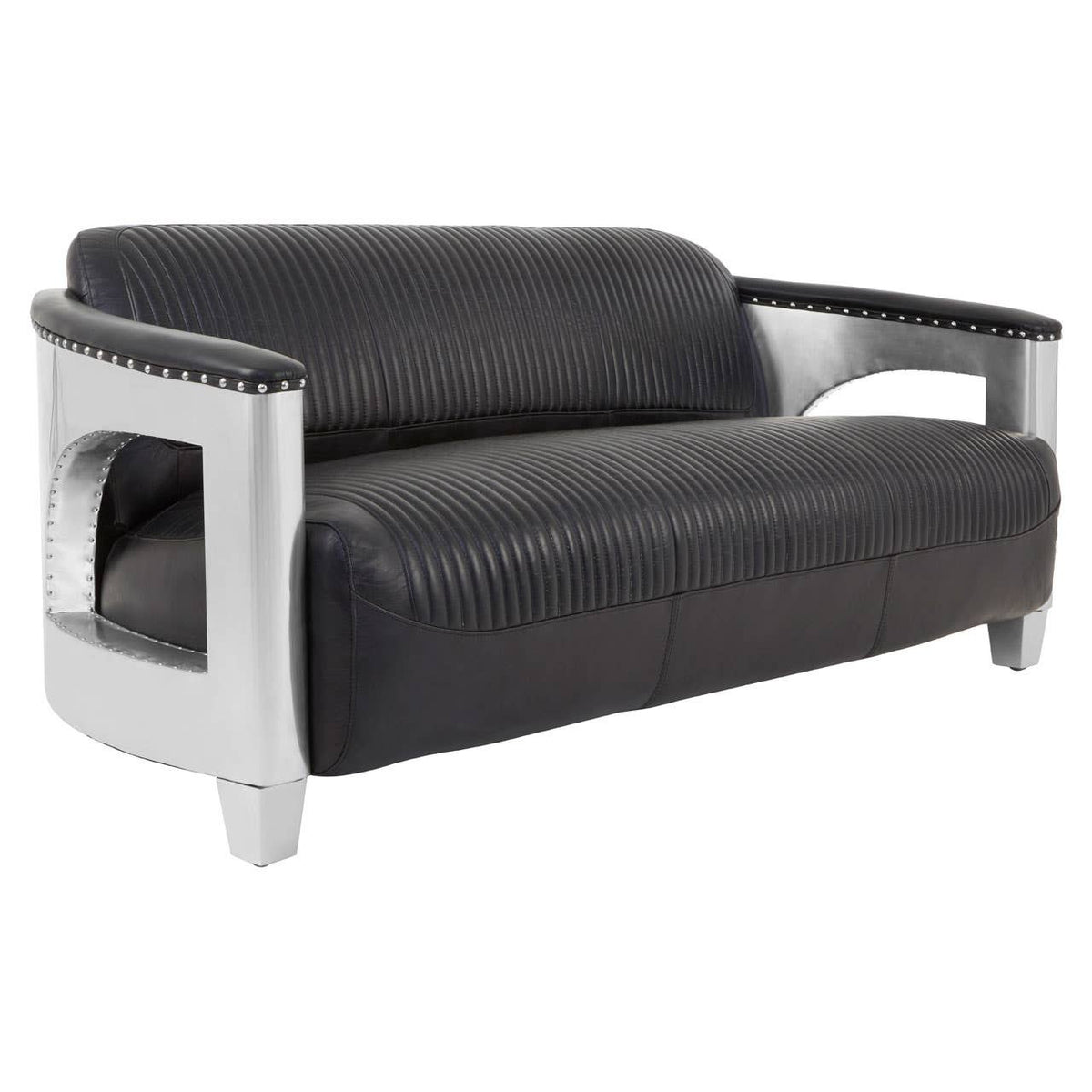 Victor 3 Seat Black Leather Sofa